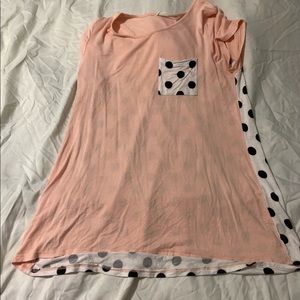 EUC pink top with black and white dots